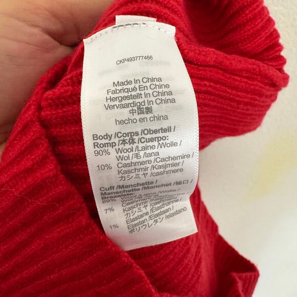 Madewell Soft Wool-Blend Square-Neck Pullover Sweater WMNS S Red Blouson Sleeve - Picture 6 of 8